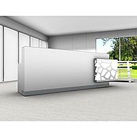 Organic Modern Illuminated White Straight Reception Desk with Left Decorative Element W3100mmxD770mmxH1105mm Organic Modern Illuminated White Straight Reception Desk with Left Decorative Element W3100mmxD770mmxH1105mm