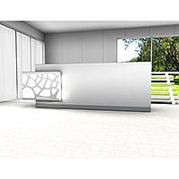 Organic Modern Illuminated White Straight Reception Desk with Right Decorative Element W3100mmxD770mmxH1105mm Organic Modern Illuminated White Straight Reception Desk with Right Decorative Element W3100mmxD770mmxH1105mm