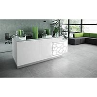 Organic Modern Illuminated White Corner Reception Desk with Left Decorative Element W2700mmxD1370mmxH1105mm Organic Modern Illuminated White Corner Reception Desk with Left Decorative Element W2700mmxD1370mmxH1105mm