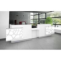 Organic Modern Illuminated Straight White Reception Desk with Decorative Element W4100mmxD1350mmxH1105mm Organic Modern Illuminated Straight White Reception Desk with Decorative Element W4100mmxD1350mmxH1105mm