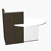 Ovo Small Reception Desk Chestnut with Left White Pastel Low Level Section Ovo Small Reception Desk Chestnut with Left White Pastel Low Level Section