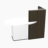 Ovo Small Reception Desk Chestnut with Right White Pastel Low Level Section Ovo Small Reception Desk Chestnut with Right White Pastel Low Level Section