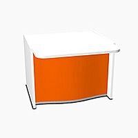 Wave Modern Design Low Straight Reception Desk with White Counter Top & High Gloss Orange Front W1026xD1034xH755mm Wave Modern Design Low Straight Reception Desk with White Counter Top & High Gloss Orange Front W1026xD1034xH755mm
