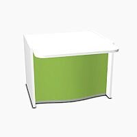 Wave Modern Design Low Straight Reception Desk with White Counter Top & High Gloss Dark Green Front W1026xD1034xH755mm Wave Modern Design Low Straight Reception Desk with White Counter Top & High Gloss Dark Green Front W1026xD1034xH755mm
