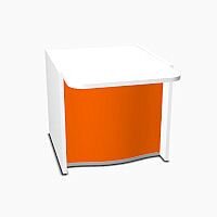 Wave Modern Design Low Straight Reception Desk with White Counter Top & High Gloss Orange Front W826xD1034xH755mm Wave Modern Design Low Straight Reception Desk with White Counter Top & High Gloss Orange Front W826xD1034xH755mm