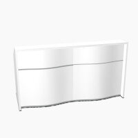Wave Modern Design Straight Reception Desk with White Counter Top & High Gloss White Front W1996xD770xH1103mm Wave Modern Design Straight Reception Desk with White Counter Top & High Gloss White Front W1996xD770xH1103mm