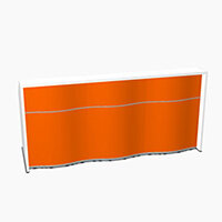 Wave Modern Design Straight Reception Desk with White Counter Top & High Gloss Orange Front W2306xD770xH1103mm Wave Modern Design Straight Reception Desk with White Counter Top & High Gloss Orange Front W2306xD770xH1103mm