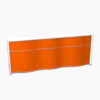 Wave Modern Design Straight Reception Desk with White Counter Top & High Gloss Orange Front W2746xD770xH1103mm Wave Modern Design Straight Reception Desk with White Counter Top & High Gloss Orange Front W2746xD770xH1103mm