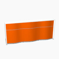 Wave Modern Design Straight Reception Desk with White Counter Top & High Gloss Orange Front W2526xD770xH1103mm Wave Modern Design Straight Reception Desk with White Counter Top & High Gloss Orange Front W2526xD770xH1103mm