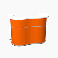 Wave Modern Design Curved Reception Desk with White Counter Top & High Gloss Orange Front W1624xD841xH1103mm Wave Modern Design Curved Reception Desk with White Counter Top & High Gloss Orange Front W1624xD841xH1103mm