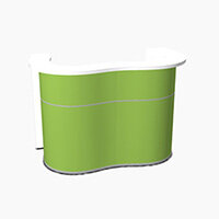 Wave Modern Design Curved Reception Desk with White Counter Top & High Gloss Dark Green Front W1624xD841xH1103mm Wave Modern Design Curved Reception Desk with White Counter Top & High Gloss Dark Green Front W1624xD841xH1103mm