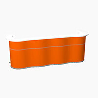 Wave Modern Design Curved Reception Desk with White Counter Top & High Gloss Orange Front W3124xD841xH1103mm Wave Modern Design Curved Reception Desk with White Counter Top & High Gloss Orange Front W3124xD841xH1103mm