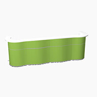 Wave Modern Design Curved Reception Desk with White Counter Top & High Gloss Dark Green Front W3564xD841xH1103mm Wave Modern Design Curved Reception Desk with White Counter Top & High Gloss Dark Green Front W3564xD841xH1103mm