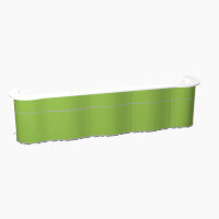 Wave Modern Design Curved Reception Desk with White Counter Top & High Gloss Dark Green Front W4534xD841xH1103mm Wave Modern Design Curved Reception Desk with White Counter Top & High Gloss Dark Green Front W4534xD841xH1103mm