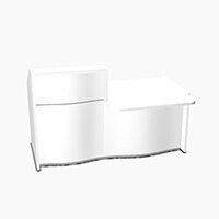 Wave Modern Design Small Straight Reception Desk White Counter Top with Right Low Level Section & High Gloss White Front W1776xD1034xH1103mm Wave Modern Design Small Straight Reception Desk White Counter Top with Right Low Level Section & High Gloss White Front W1776xD1034xH1103mm