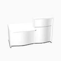 Wave Modern Design Small Straight Reception Desk White Counter Top with Left Low Level Section & High Gloss White Front W1776xD1034xH1103mm Wave Modern Design Small Straight Reception Desk White Counter Top with Left Low Level Section & High Gloss White Front W1776xD1034xH1103mm
