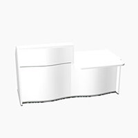 Wave Modern Design Straight Reception Desk White Counter Top with Right Low Level Section & High Gloss White Front W1996xD1034xH1103mm Wave Modern Design Straight Reception Desk White Counter Top with Right Low Level Section & High Gloss White Front W1996xD1034xH1103mm