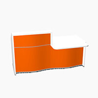 Wave Modern Design Straight Reception Desk White Counter Top with Right Low Level Section & High Gloss Orange Front W1996xD1034xH1103mm Wave Modern Design Straight Reception Desk White Counter Top with Right Low Level Section & High Gloss Orange Front W1996xD1034xH1103mm
