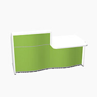 Wave Modern Design Straight Reception Desk White Counter Top with Right Low Level Section & High Gloss Dark Green Front W1996xD1034xH1103mm Wave Modern Design Straight Reception Desk White Counter Top with Right Low Level Section & High Gloss Dark Green Front W1996xD1034xH1103mm