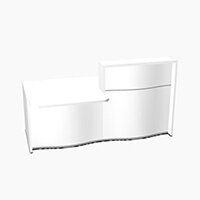 Wave Modern Design Straight Reception Desk White Counter Top with Left Low Level Section & High Gloss White Front W1996xD1034xH1103mm Wave Modern Design Straight Reception Desk White Counter Top with Left Low Level Section & High Gloss White Front W1996xD1034xH1103mm