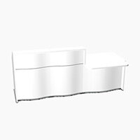 Wave Modern Design Straight Reception Desk White Counter Top with Right Low Level Section & High Gloss White Front W2526xD1034xH1103mm Wave Modern Design Straight Reception Desk White Counter Top with Right Low Level Section & High Gloss White Front W2526xD1034xH1103mm