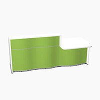 Wave Modern Design Straight Reception Desk White Counter Top with Right Low Level Section & High Gloss Dark Green Front W2526xD1034xH1103mm Wave Modern Design Straight Reception Desk White Counter Top with Right Low Level Section & High Gloss Dark Green Front W2526xD1034xH1103mm