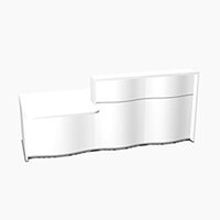 Wave Modern Design Straight Reception Desk White Counter Top with Left Low Level Section & High Gloss White Front W2526xD1034xH1103mm Wave Modern Design Straight Reception Desk White Counter Top with Left Low Level Section & High Gloss White Front W2526xD1034xH1103mm