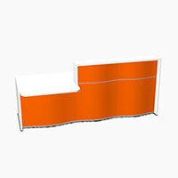 Wave Modern Design Straight Reception Desk White Counter Top with Left Low Level Section & High Gloss Orange Front W2526xD1034xH1103mm Wave Modern Design Straight Reception Desk White Counter Top with Left Low Level Section & High Gloss Orange Front W2526xD1034xH1103mm