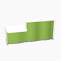 Wave Modern Design Straight Reception Desk White Counter Top with Left Low Level Section & High Gloss Dark Green Front W2526xD1034xH1103mm Wave Modern Design Straight Reception Desk White Counter Top with Left Low Level Section & High Gloss Dark Green Front W2526xD1034xH1103mm