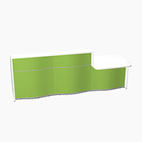 Wave Modern Design Straight Reception Desk White Counter Top with Right Low Level Section & High Gloss Dark Green Front W2966xD1034xH1103mm Wave Modern Design Straight Reception Desk White Counter Top with Right Low Level Section & High Gloss Dark Green Front W2966xD1034xH1103mm