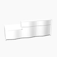 Wave Modern Design Straight Reception Desk White Counter Top with Left Low Level Section & High Gloss White Front W2966xD1034xH1103mm Wave Modern Design Straight Reception Desk White Counter Top with Left Low Level Section & High Gloss White Front W2966xD1034xH1103mm