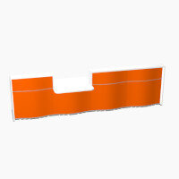 Wave Modern Design Straight Reception Desk White Counter Top with Centre Right Low Level Section & High Gloss Orange Front W3936xD1034xH1103mm Wave Modern Design Straight Reception Desk White Counter Top with Centre Right Low Level Section & High Gloss Orange Front W3936xD1034xH1103mm