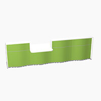Wave Modern Design Straight Reception Desk White Counter Top with Centre Right Low Level Section & High Gloss Dark Green Front W3936xD1034xH1103mm Wave Modern Design Straight Reception Desk White Counter Top with Centre Right Low Level Section & High Gloss Dark Green Front W3936xD1034xH1103mm