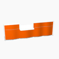 Wave Modern Design Straight Reception Desk White Counter Top with Centre Right Low Level Section & High Gloss Orange Front W3496xD1034xH1103mm Wave Modern Design Straight Reception Desk White Counter Top with Centre Right Low Level Section & High Gloss Orange Front W3496xD1034xH1103mm