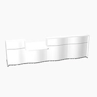Wave Modern Design Straight Reception Desk White Counter Top with Centre Right Low Level Section & High Gloss White Front W3716xD1034xH1103mm Wave Modern Design Straight Reception Desk White Counter Top with Centre Right Low Level Section & High Gloss White Front W3716xD1034xH1103mm