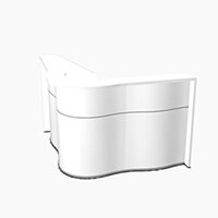 Wave Modern Design Small Curved Reception Desk with White Counter Top & High Gloss White Front W1590xD1590xH1103mm Wave Modern Design Small Curved Reception Desk with White Counter Top & High Gloss White Front W1590xD1590xH1103mm