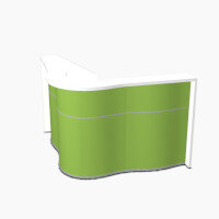 Wave Modern Design Small Curved Reception Desk with White Counter Top & High Gloss Dark Green Front W1590xD1590xH1103mm Wave Modern Design Small Curved Reception Desk with White Counter Top & High Gloss Dark Green Front W1590xD1590xH1103mm