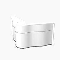 Wave Modern Design Curved Reception Desk with White Counter Top & High Gloss White Front W1810xD1810xH1103mm Wave Modern Design Curved Reception Desk with White Counter Top & High Gloss White Front W1810xD1810xH1103mm