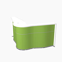 Wave Modern Design Curved Reception Desk with White Counter Top & High Gloss Dark Green Front W1810xD1810xH1103mm Wave Modern Design Curved Reception Desk with White Counter Top & High Gloss Dark Green Front W1810xD1810xH1103mm