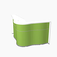 Wave Modern Design Curved Reception Desk with White Counter Top & High Gloss Dark Green Front W1810xD1590xH1103mm Wave Modern Design Curved Reception Desk with White Counter Top & High Gloss Dark Green Front W1810xD1590xH1103mm
