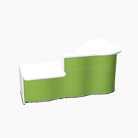 Wave Modern Design Curved Reception Desk White Counter Top with Left Low Level Section & High Gloss Dark Green Front W2560xD1605xH1103mm Wave Modern Design Curved Reception Desk White Counter Top with Left Low Level Section & High Gloss Dark Green Front W2560xD1605xH1103mm