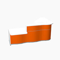 Wave Modern Design Curved Reception Desk White Counter Top with Left Low Level Section & High Gloss Orange Front W2780xD1825xH1103mm Wave Modern Design Curved Reception Desk White Counter Top with Left Low Level Section & High Gloss Orange Front W2780xD1825xH1103mm