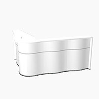 Wave Modern Design L-Shaped Reception Desk with White Counter Top & High Gloss White Front W2340xD1590xH1103mm Wave Modern Design L-Shaped Reception Desk with White Counter Top & High Gloss White Front W2340xD1590xH1103mm