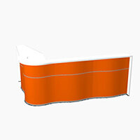 Wave Modern Design L-Shaped Reception Desk with White Counter Top & High Gloss Orange Front W2780xD1810xH1103mm Wave Modern Design L-Shaped Reception Desk with White Counter Top & High Gloss Orange Front W2780xD1810xH1103mm
