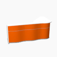 Wave Modern Design L-Shaped Reception Desk with White Counter Top & High Gloss Orange Front W2780xD1591xH1103mm Wave Modern Design L-Shaped Reception Desk with White Counter Top & High Gloss Orange Front W2780xD1591xH1103mm