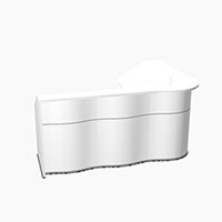 Wave Modern Design L-Shaped Reception Desk with White Counter Top & High Gloss White Front W2343xD1813xH1103mm Wave Modern Design L-Shaped Reception Desk with White Counter Top & High Gloss White Front W2343xD1813xH1103mm
