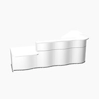 Wave Modern Design L-Shaped Reception Desk White Counter Top with Left Low Level Section & High Gloss White Front W3310xD1807xH1103mm Wave Modern Design L-Shaped Reception Desk White Counter Top with Left Low Level Section & High Gloss White Front W3310xD1807xH1103mm