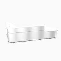 Wave Modern Design L-Shaped Reception Desk White Counter Top with Right Low Level Section & High Gloss White Front W3750xD1825xH1103mm Wave Modern Design L-Shaped Reception Desk White Counter Top with Right Low Level Section & High Gloss White Front W3750xD1825xH1103mm