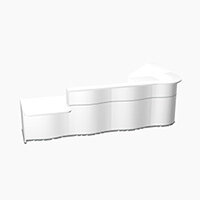 Wave Modern Design L-Shaped Reception Desk White Counter Top with Left Low Level Section & High Gloss White Front W3750xD1825xH1103mm Wave Modern Design L-Shaped Reception Desk White Counter Top with Left Low Level Section & High Gloss White Front W3750xD1825xH1103mm