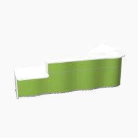 Wave Modern Design L-Shaped Reception Desk White Counter Top with Left Low Level Section & High Gloss Dark Green Front W3750xD1825xH1103mm Wave Modern Design L-Shaped Reception Desk White Counter Top with Left Low Level Section & High Gloss Dark Green Front W3750xD1825xH1103mm